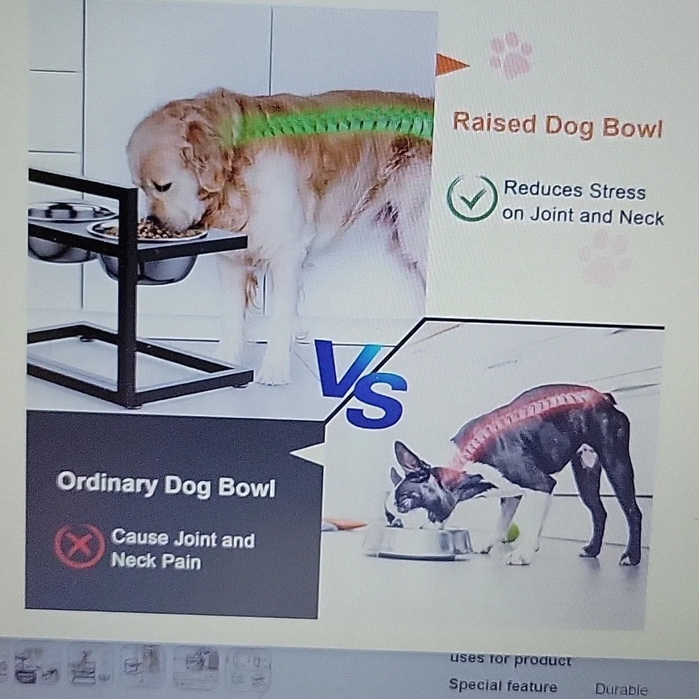 DiroPet elevated raised dog bowls stainless steel 4 adjustable heights New